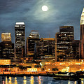 Baltimore City Skyline by Moonlight