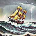 Sailing Ship in a Stormy Passage